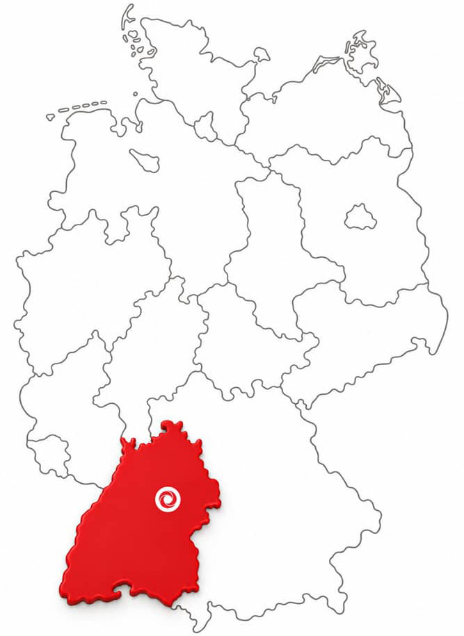 Karte von Deutschland mit Standort Ring Feuerwehrservice Waiblingen